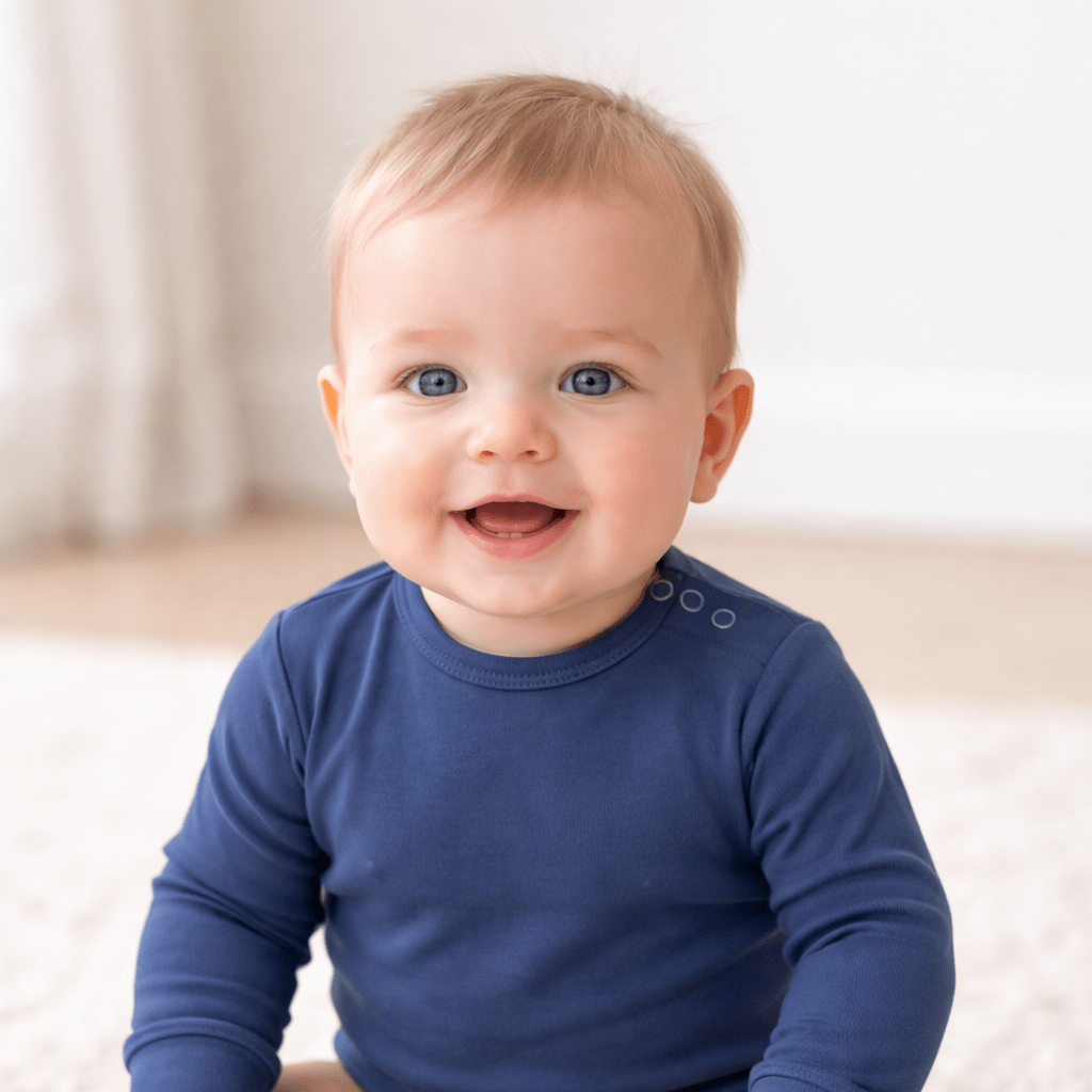 Blue Titan Long Sleeve Bodysuit by Sweet Bamboo