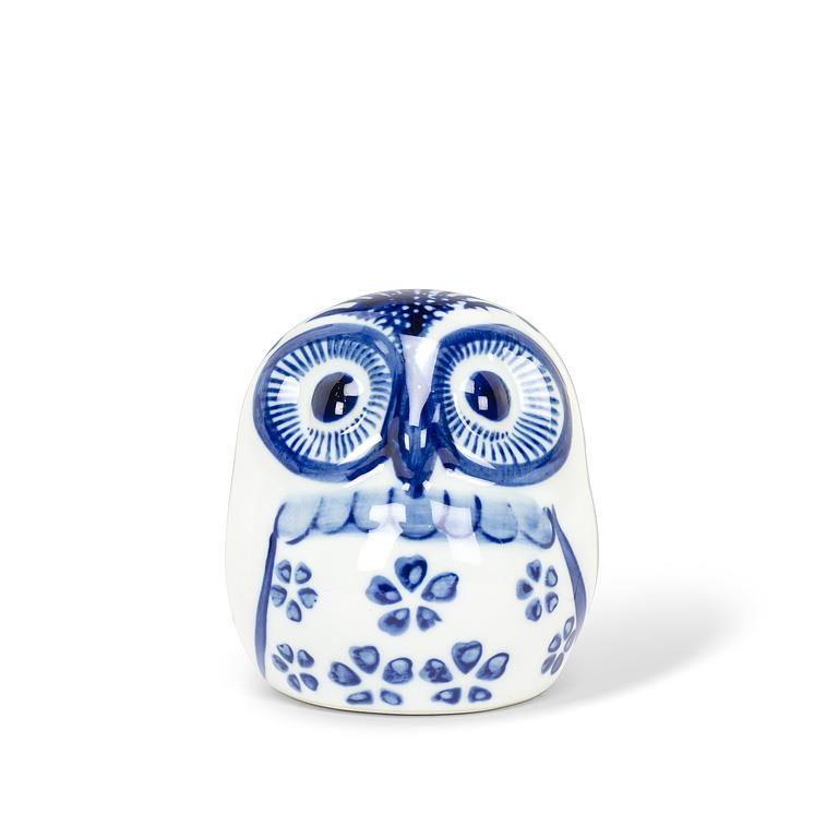 Blue & White Porcelain Owl Accent by Rust & Cinder