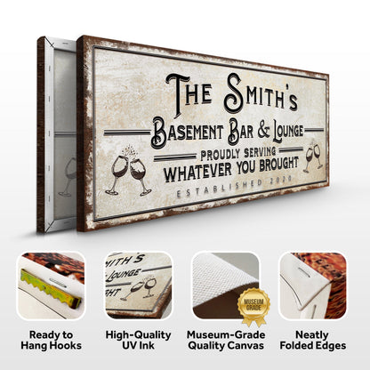 Basement Bar And Lounge Sign by Tailored Canvases