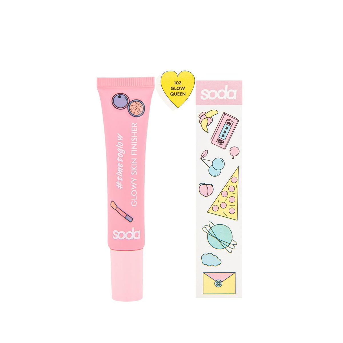 Soda Cosmetics Glowy Skin Finisher Makeup Base - Radiant Finish, 0.51 fl oz by Beauty Care Bag