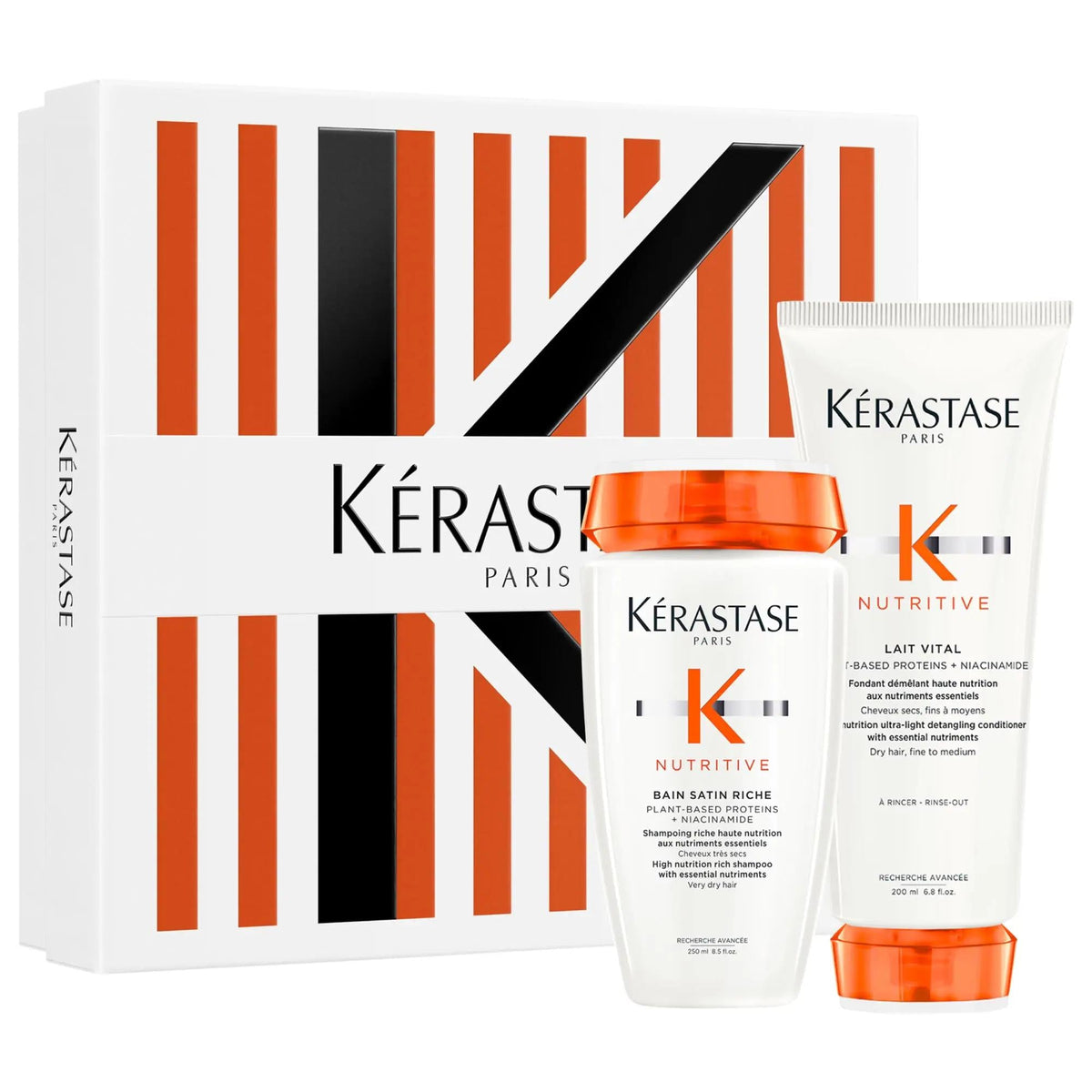 Nutritive Hydrating Shampoo & Conditioner Haircare Set: Intense Moisture, Shine & Detangling for Dry, Damaged Hair - Plant Protein & Niacinamide by Beauty Care Bag