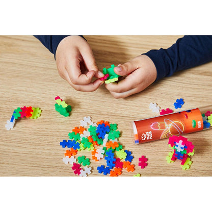 Plus Plus Construction Toy - 100 Piece Fosforlu Mix in Reusable Tube, Made in Denmark by Beauty Care Bag