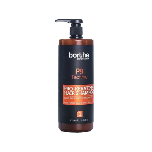 Borthe Keratin Shampoo, Sulfate-Free, 1000ml - Professional P9 Technic No 1 for Nourished HairShampooTorqelo.com