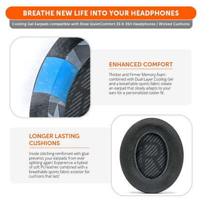Bose QC35 Cooling Gel Earpads - WC FreeZeCooling Gel Ear PadsTorqelo.com