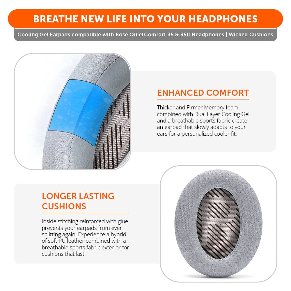 Bose QC35 Cooling Gel Earpads - WC FreeZeCooling Gel Ear PadsTorqelo.com