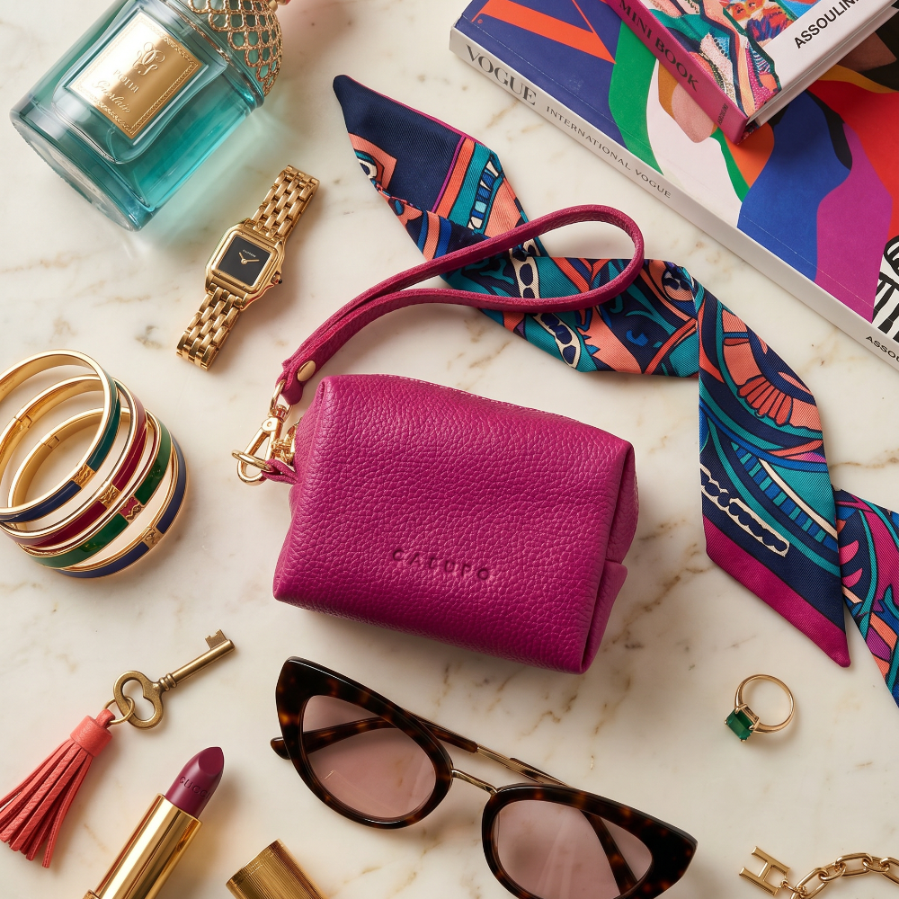 Mini Zipper Bag with Wristlet - Pink by CASUPO