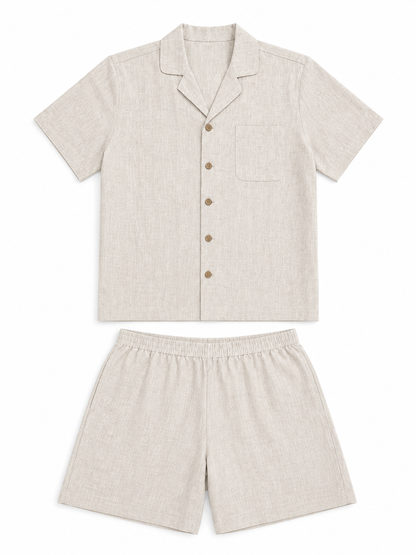 Men's Short-Sleeve Hemp Sleepwear Set by Breevar