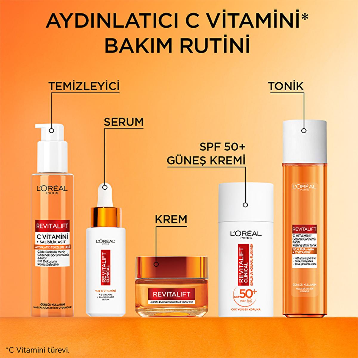 L'Oreal Paris Revitalift Vitamin C Toner: Exfoliating PHA AHA, Brightens Dull Skin & Minimizes Pores - Gentle & Effective by Beauty Care Bag