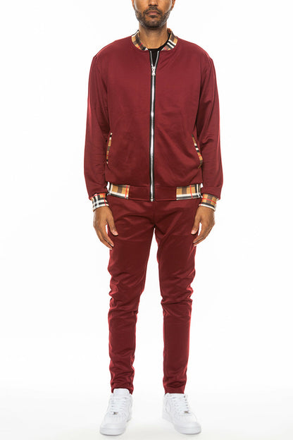 Checkered Detail Track Jacket Set by Lime Milo