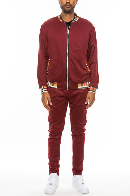 Checkered Detail Track Jacket Set by Lime Milo