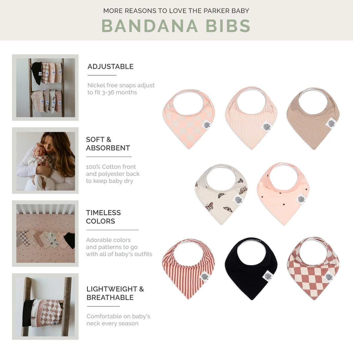 Butterfly Bandana Bib Set (8 pack) by Parker Baby Co.