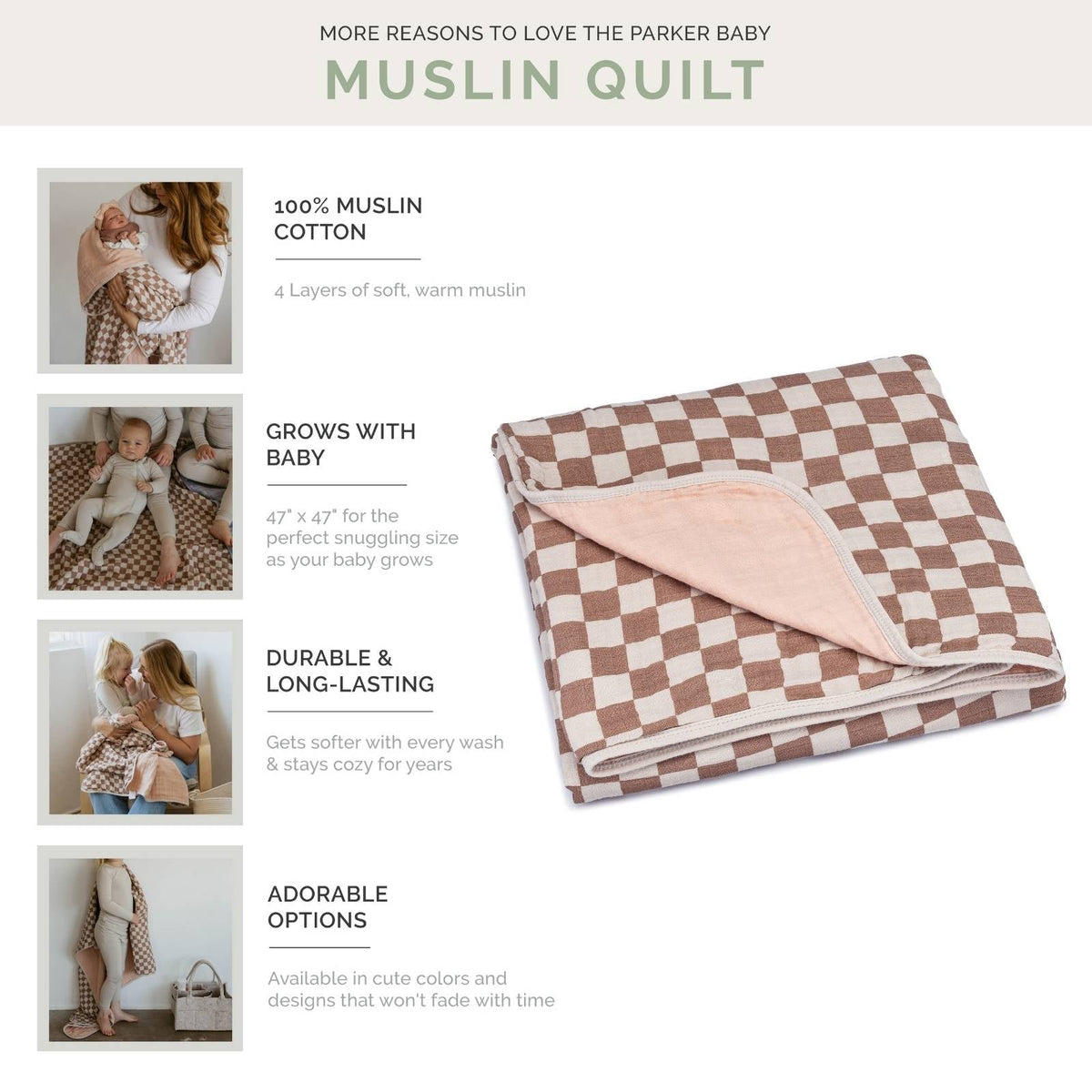 Rosewood Checker Quilt by Parker Baby Co.