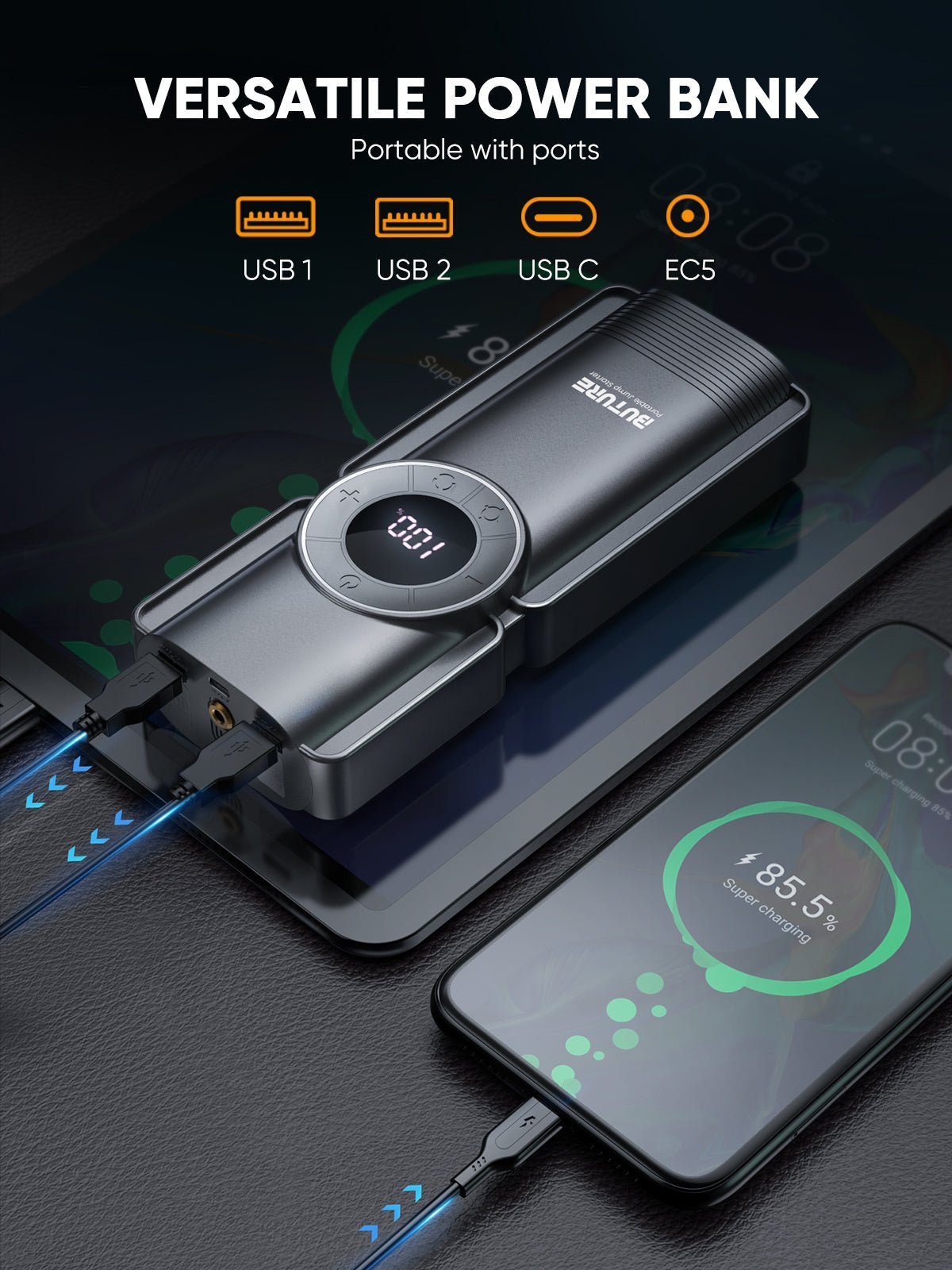 Buture Beta01 Palm-Sized Jump Starter with Air Compressor丨3500A Peak Power, Auto Shut-Off InflationJump StarterTorqelo.com