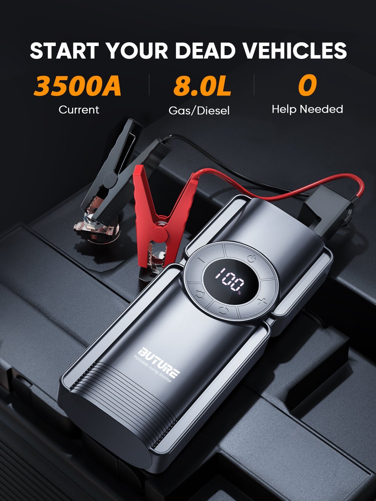 Buture Beta01 Palm-Sized Jump Starter with Air Compressor丨3500A Peak Power, Auto Shut-Off InflationJump StarterTorqelo.com