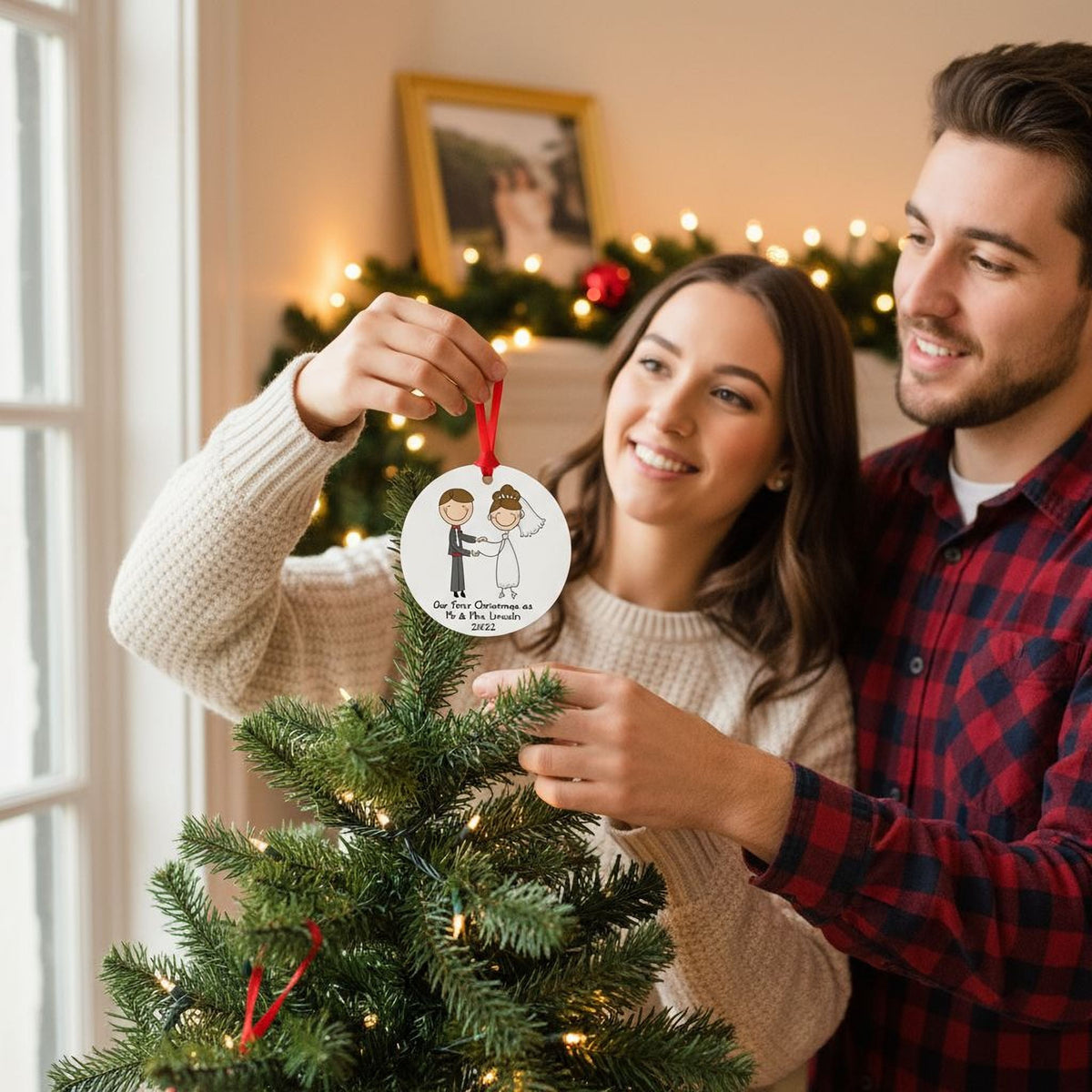 Personalized Wedding Ornament - Custom Wedding Keepsake | Newlywed Christmas Gift by Joyful Moose