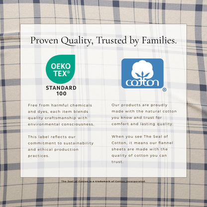 Turkish Cotton Flannel Sheet Set - Plaid & Stripe Collection by Great Bay Home