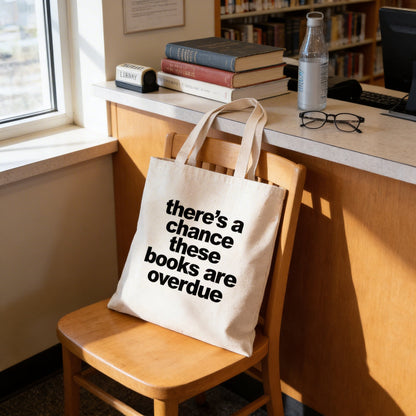 Book Bag, Overdue Library Books Funny Canvas Tote Bag by Joyful Moose