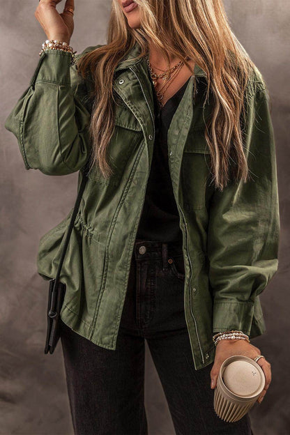 Zip Up Long Sleeve Jacket for Women in Cotton Fabric by Mauve Tuna