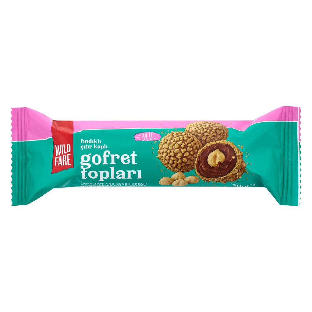 Wildfare Crispy Hazelnut & Cocoa Wafer Balls with Whole Hazelnut 30g by Beauty Care Bag
