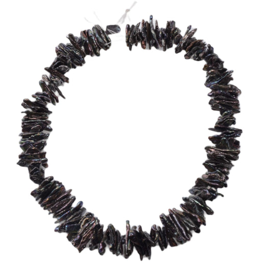 Black Freshwater Biwa Pearl Chip Strand 15 Inches - Natural Baroque Cultured Pearls by Continental Bead Suppliers