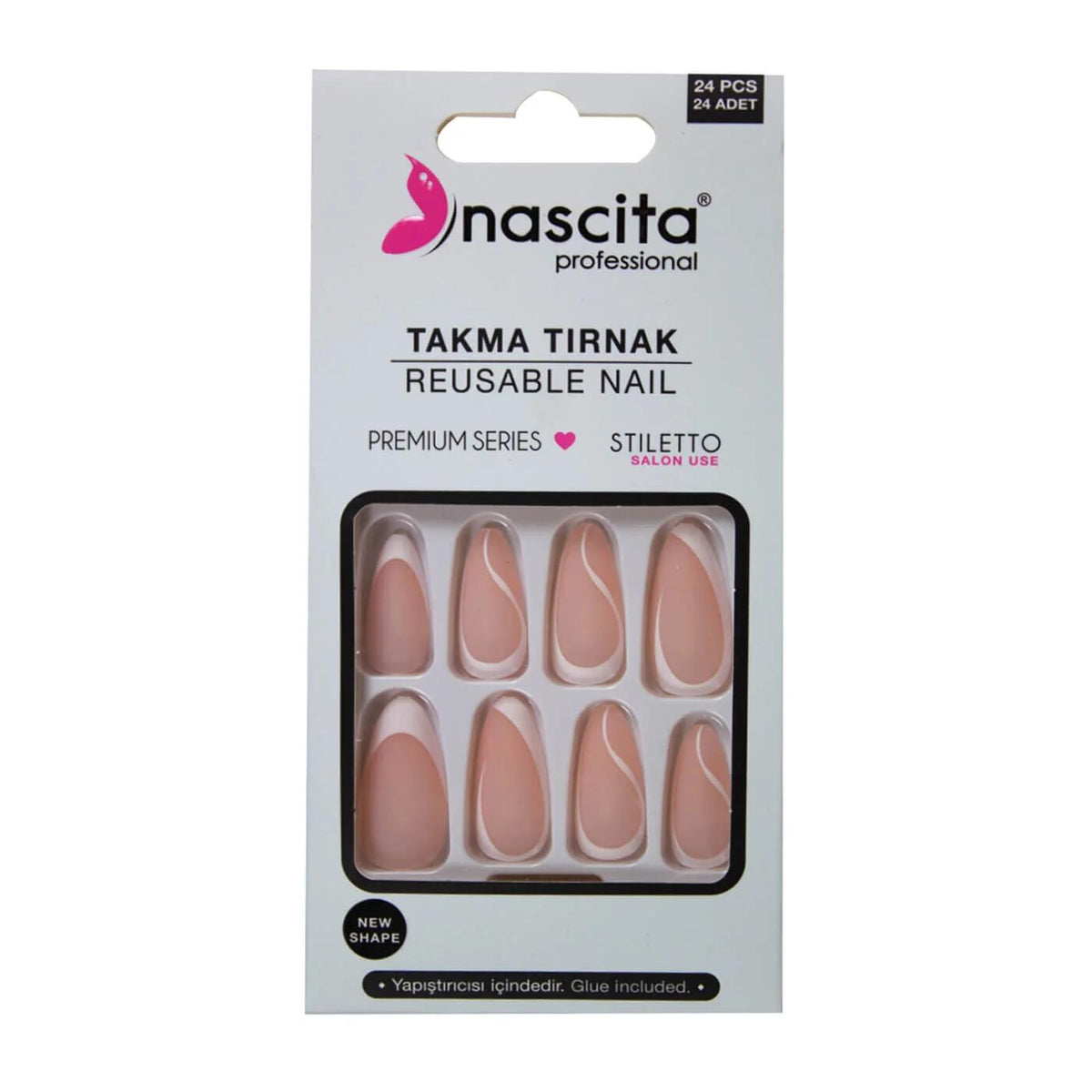 Nascita Stiletto Matte Press-On Nails 24 Count by Beauty Care Bag