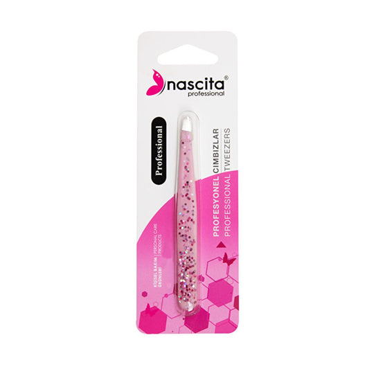 Nascita Precision Eyebrow Tweezers - Slant Tip Angled Tweezers for Perfect Hair Removal & Shaping by Beauty Care Bag
