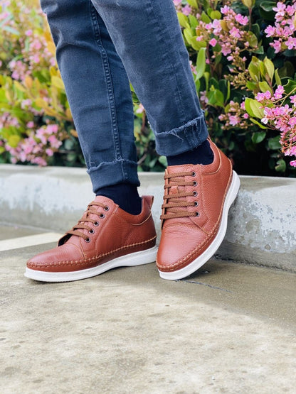 CALTO Casual 3 Inch Leather Elevator Sneakers - Brown - S4313CasualTorqelo.com