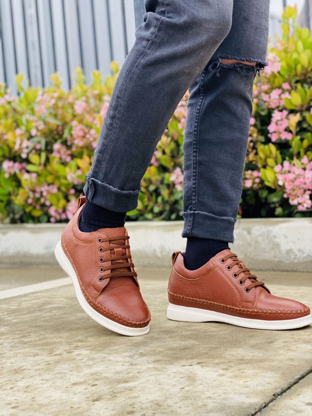 CALTO Casual 3 Inch Leather Elevator Sneakers - Brown - S4313CasualTorqelo.com