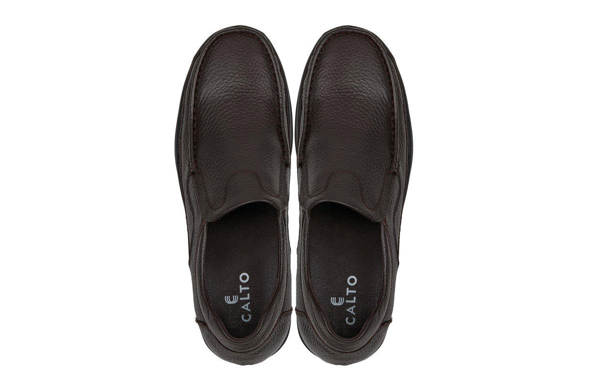 CALTO - G1823 - 3 Inches Taller (Brown) - Lightweight Slip-On Loafer Dress ShoesCasualTorqelo.com
