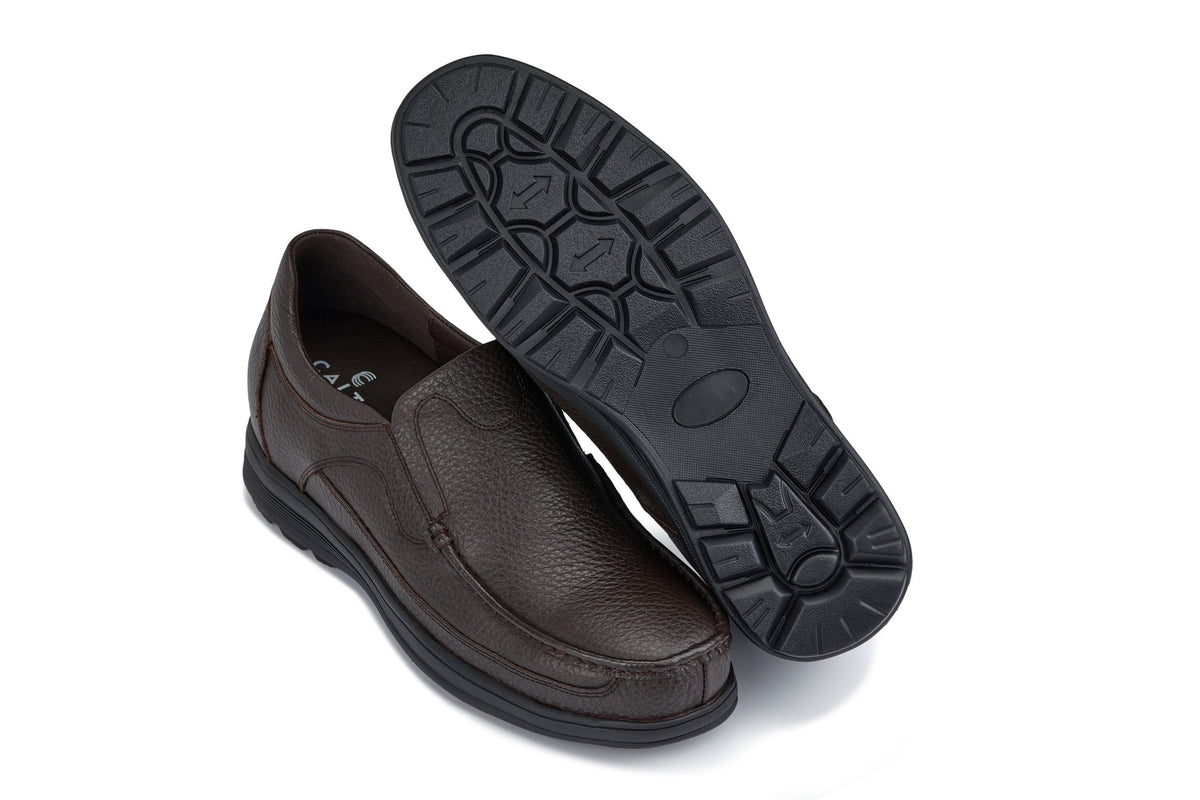 CALTO - G1823 - 3 Inches Taller (Brown) - Lightweight Slip-On Loafer Dress ShoesCasualTorqelo.com