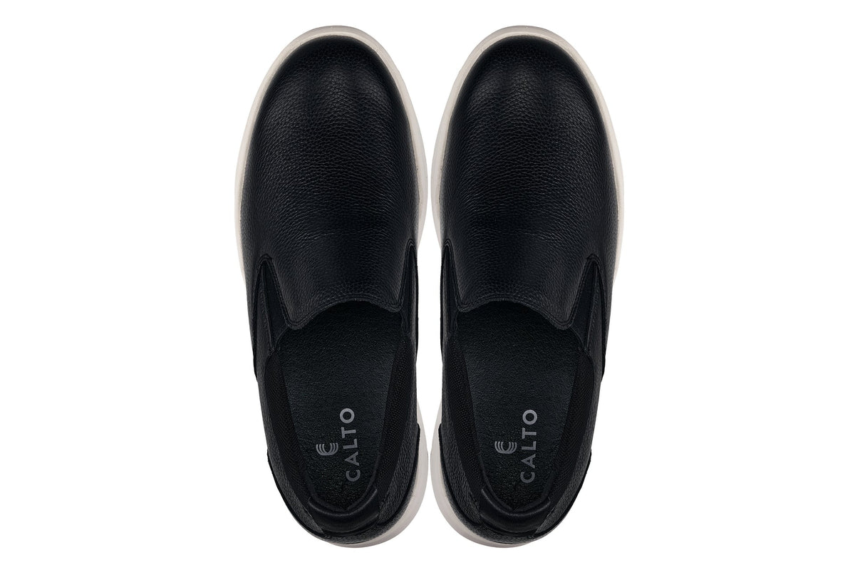 CALTO - J1420 - 2.8 Inches Taller (Onyx) - Leather LoafersCasualTorqelo.com