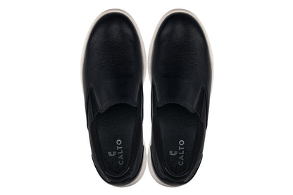CALTO - J1420 - 2.8 Inches Taller (Onyx) - Leather LoafersCasualTorqelo.com