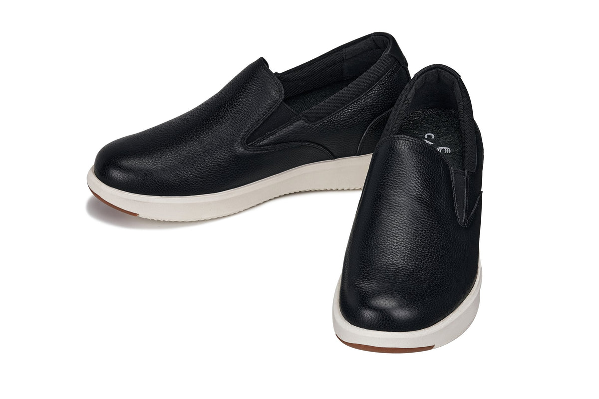 CALTO - J1420 - 2.8 Inches Taller (Onyx) - Leather LoafersCasualTorqelo.com