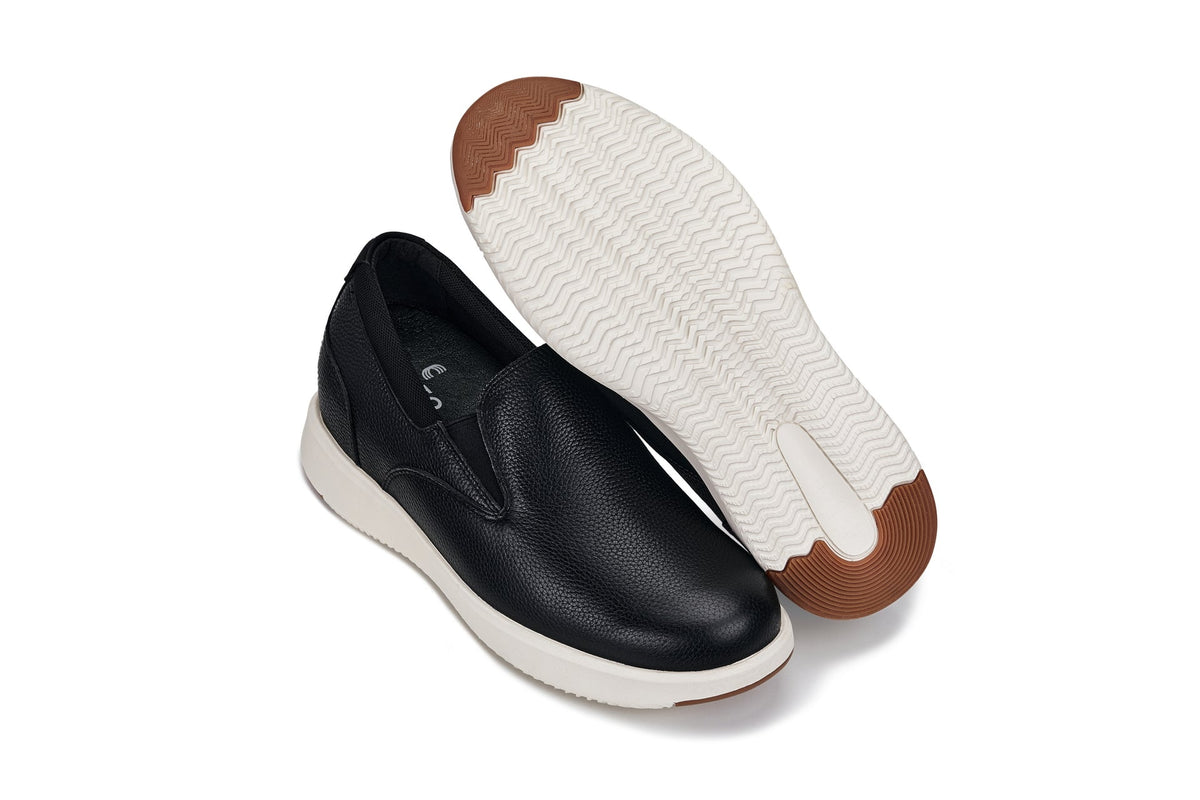 CALTO - J1420 - 2.8 Inches Taller (Onyx) - Leather LoafersCasualTorqelo.com