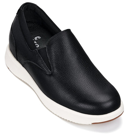 CALTO - J1420 - 2.8 Inches Taller (Onyx) - Leather LoafersCasualTorqelo.com