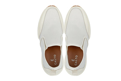 CALTO - J1434 - 3.3 Inches Taller (Off-White) - Casual Chunky Sole Sneaker LoafersCasualTorqelo.com