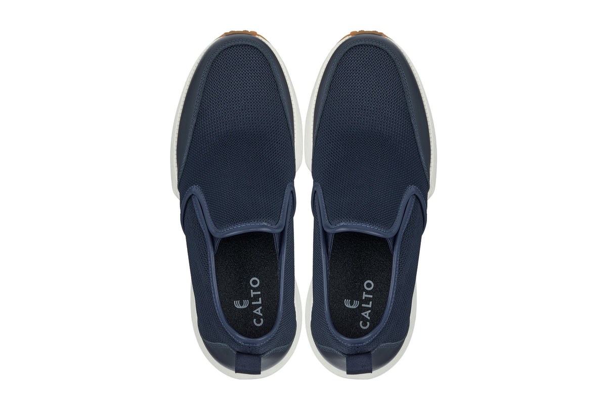 CALTO - J1435 - 3.3 Inches Taller (Dark Blue) - Casual Chunky Sole Sneaker LoafersCasualTorqelo.com