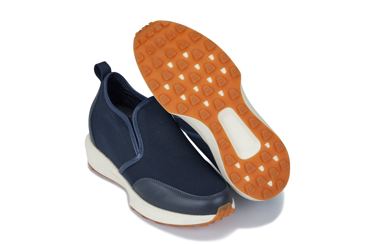CALTO - J1435 - 3.3 Inches Taller (Dark Blue) - Casual Chunky Sole Sneaker LoafersCasualTorqelo.com