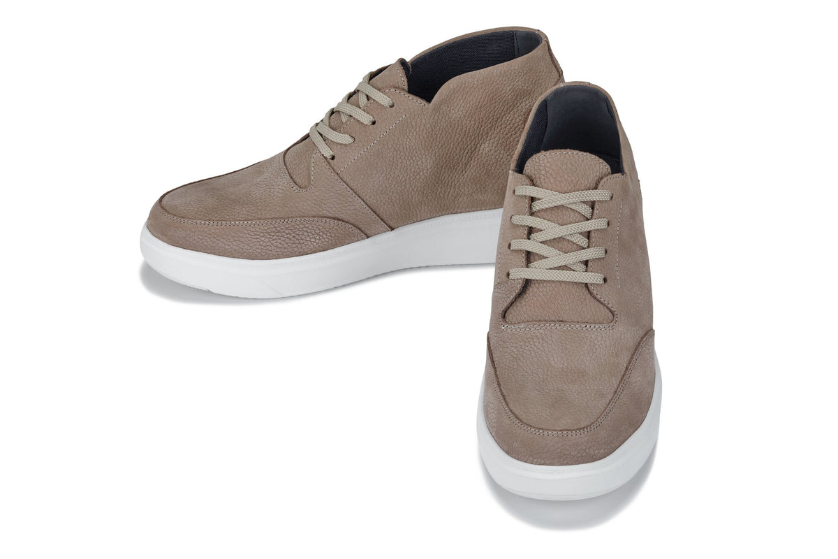 CALTO - J1770 - 3.2 Inches Taller (Khaki) - Casual Chunky Sole Boots – Soft Pebble Grain Nubuck LeatherCasualTorqelo.com