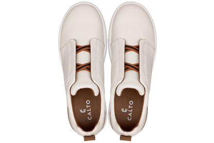 CALTO - J1933 - 2.6 Inches Taller (Off-White) - Slip-On SnoafersCasualTorqelo.com