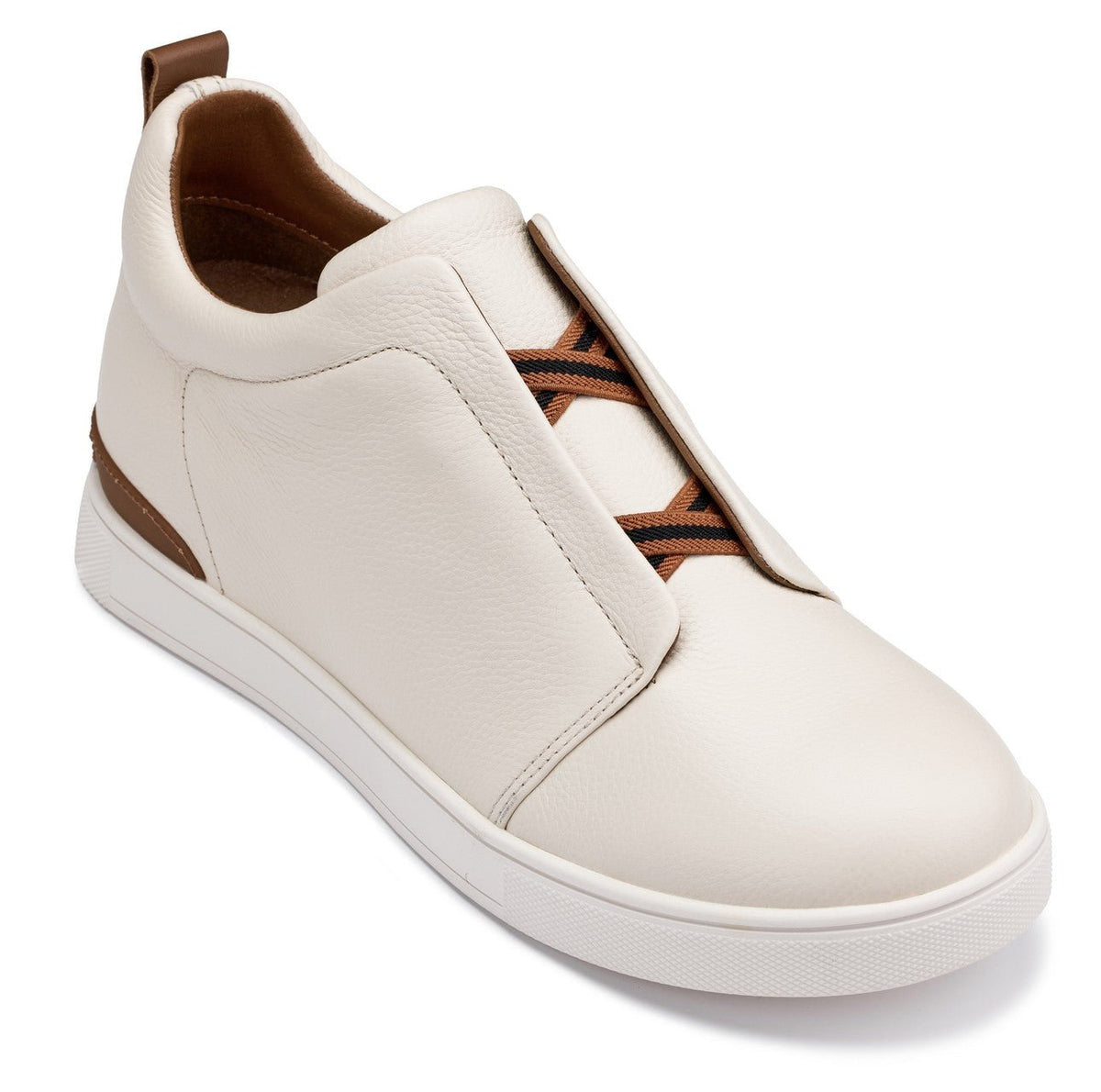 CALTO - J1933 - 2.6 Inches Taller (Off-White) - Slip-On SnoafersCasualTorqelo.com