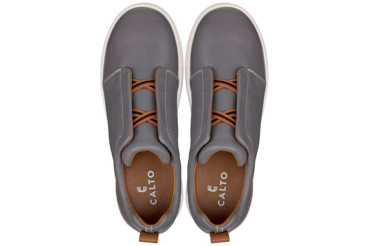 CALTO - J1935 - 2.6 Inches Taller (Grey) - Slip-On SnoafersCasualTorqelo.com