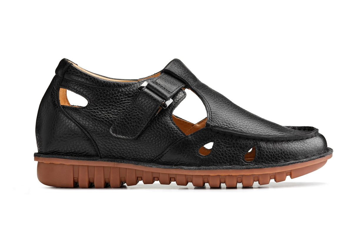 CALTO - K0751 - 2.8 Inches Taller (Black) - Lightweight Casual Fisherman SandalSandalsTorqelo.com