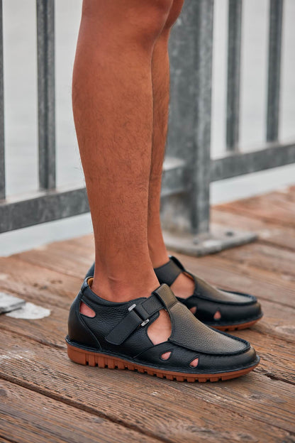 CALTO - K0751 - 2.8 Inches Taller (Black) - Lightweight Casual Fisherman SandalSandalsTorqelo.com