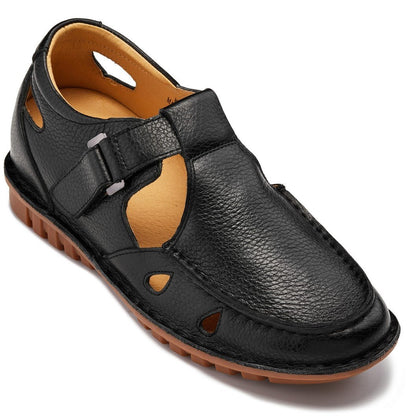 CALTO - K0751 - 2.8 Inches Taller (Black) - Lightweight Casual Fisherman SandalSandalsTorqelo.com