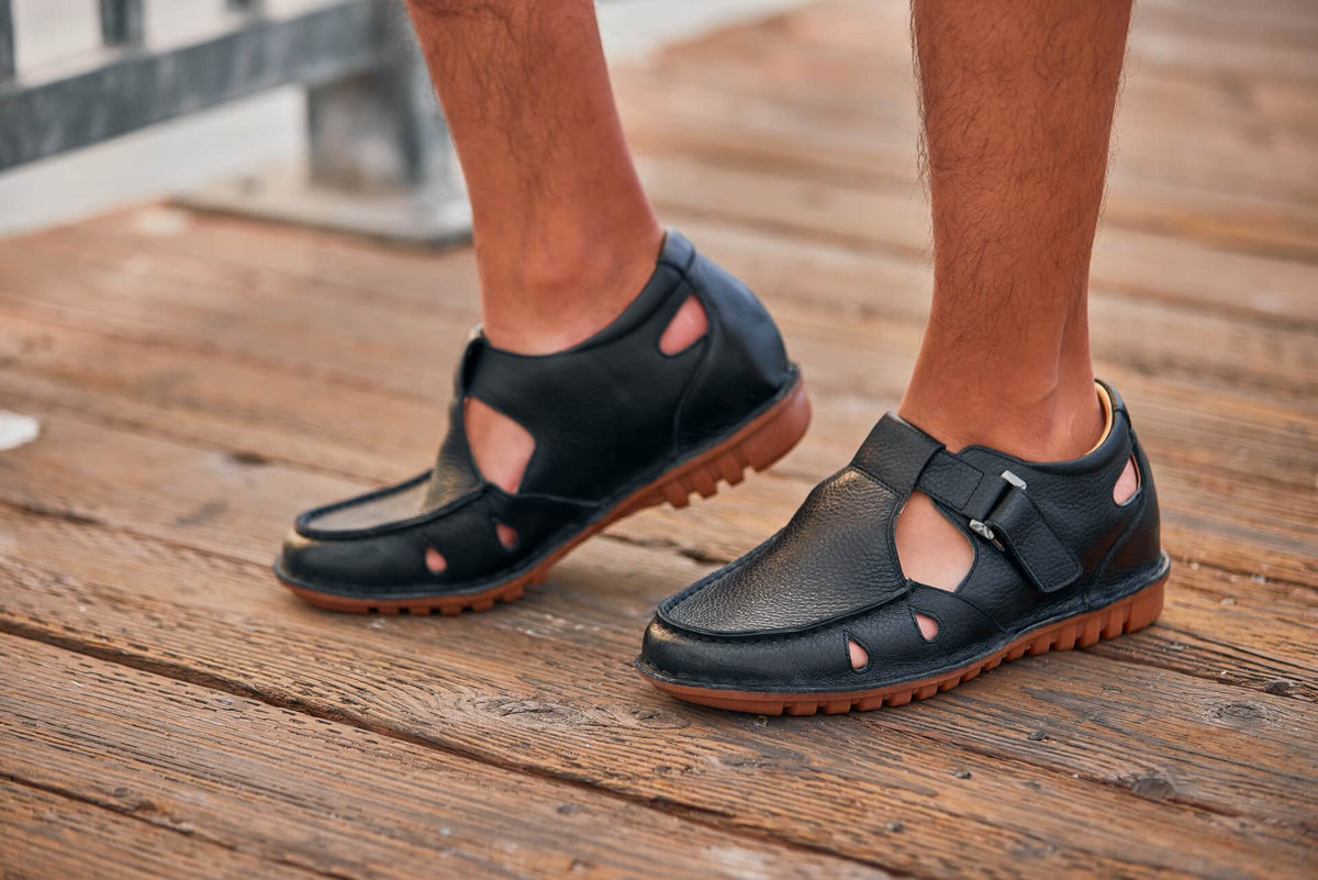 CALTO - K0751 - 2.8 Inches Taller (Black) - Lightweight Casual Fisherman SandalSandalsTorqelo.com