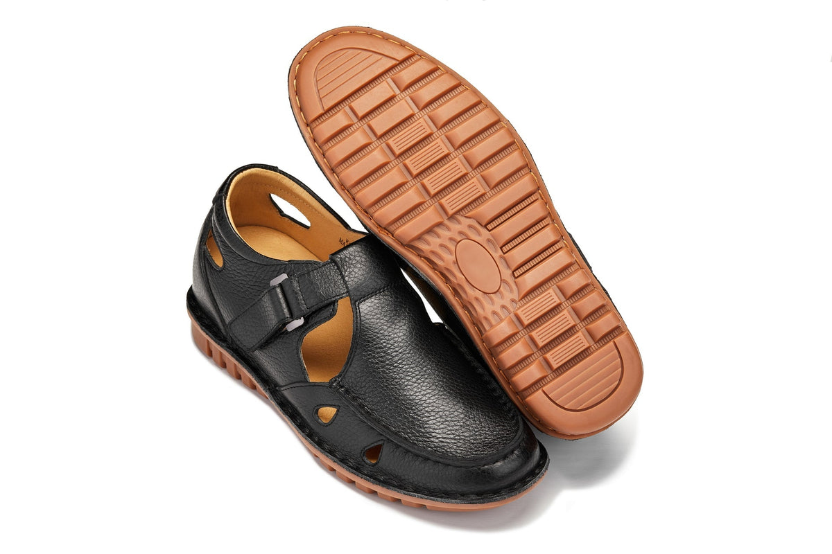 CALTO - K0751 - 2.8 Inches Taller (Black) - Lightweight Casual Fisherman SandalSandalsTorqelo.com