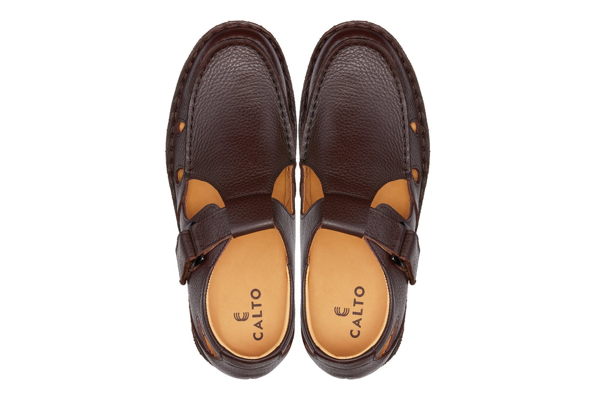 CALTO - K0752 - 2.8 Inches Taller (Coffee Brown) - Lightweight Casual Fisherman SandalSandalsTorqelo.com