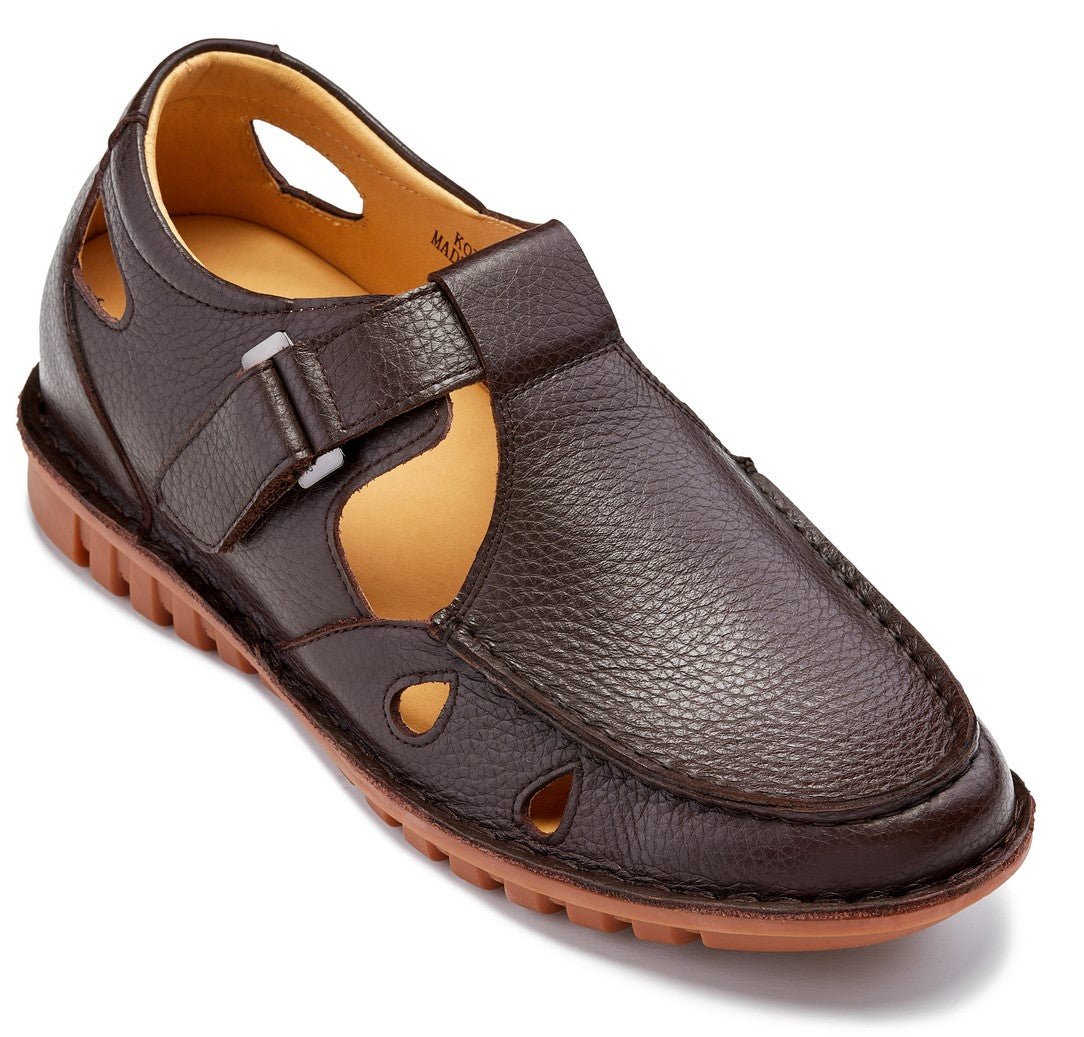 CALTO - K0752 - 2.8 Inches Taller (Coffee Brown) - Lightweight Casual Fisherman SandalSandalsTorqelo.com