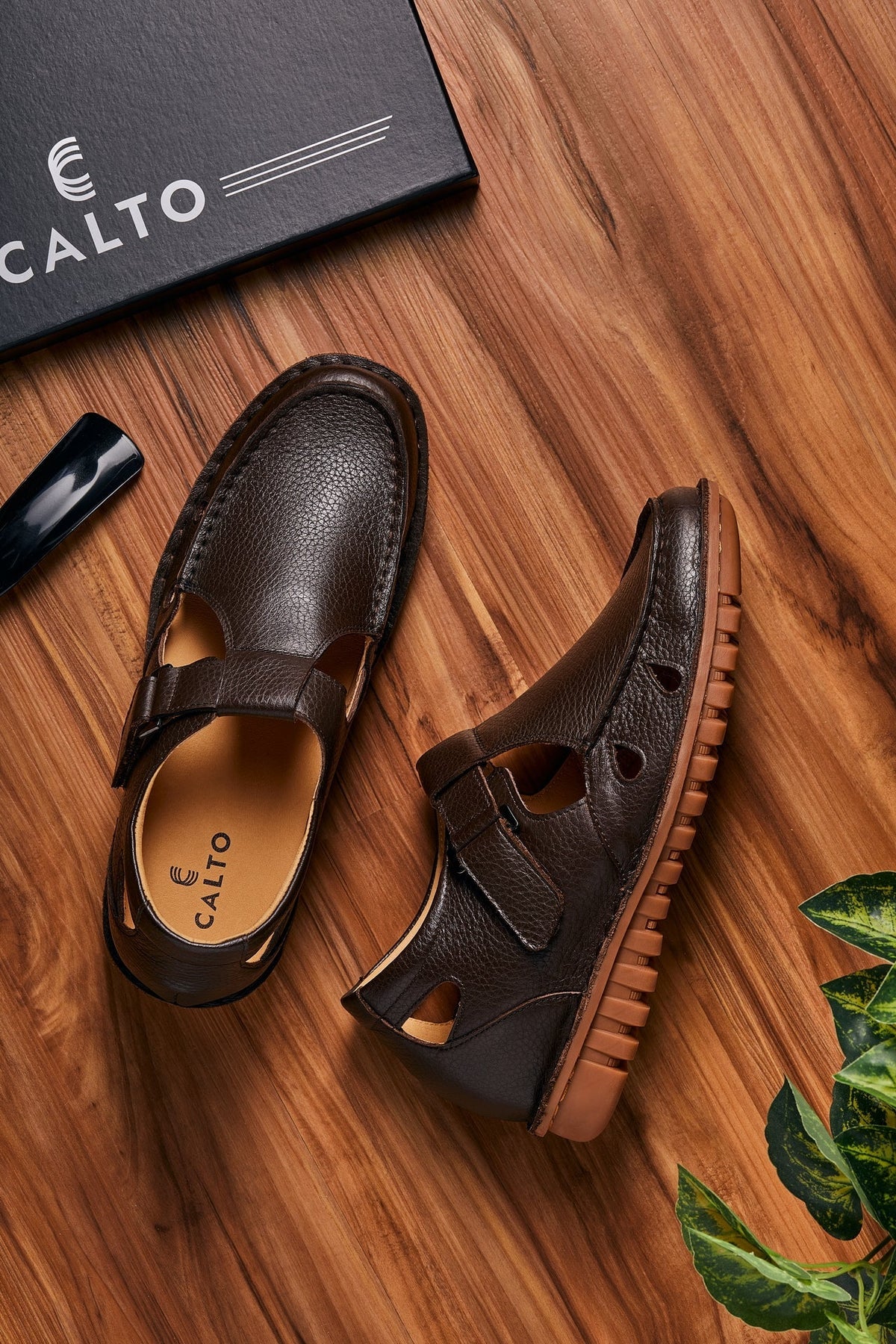 CALTO - K0752 - 2.8 Inches Taller (Coffee Brown) - Lightweight Casual Fisherman SandalSandalsTorqelo.com